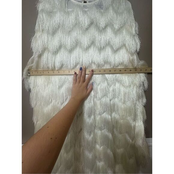 NWT Kaviar Gauche Twist Pulli Full Fringe Long Sleeve Mini Dress Women's 8US - Picture 5 of 13